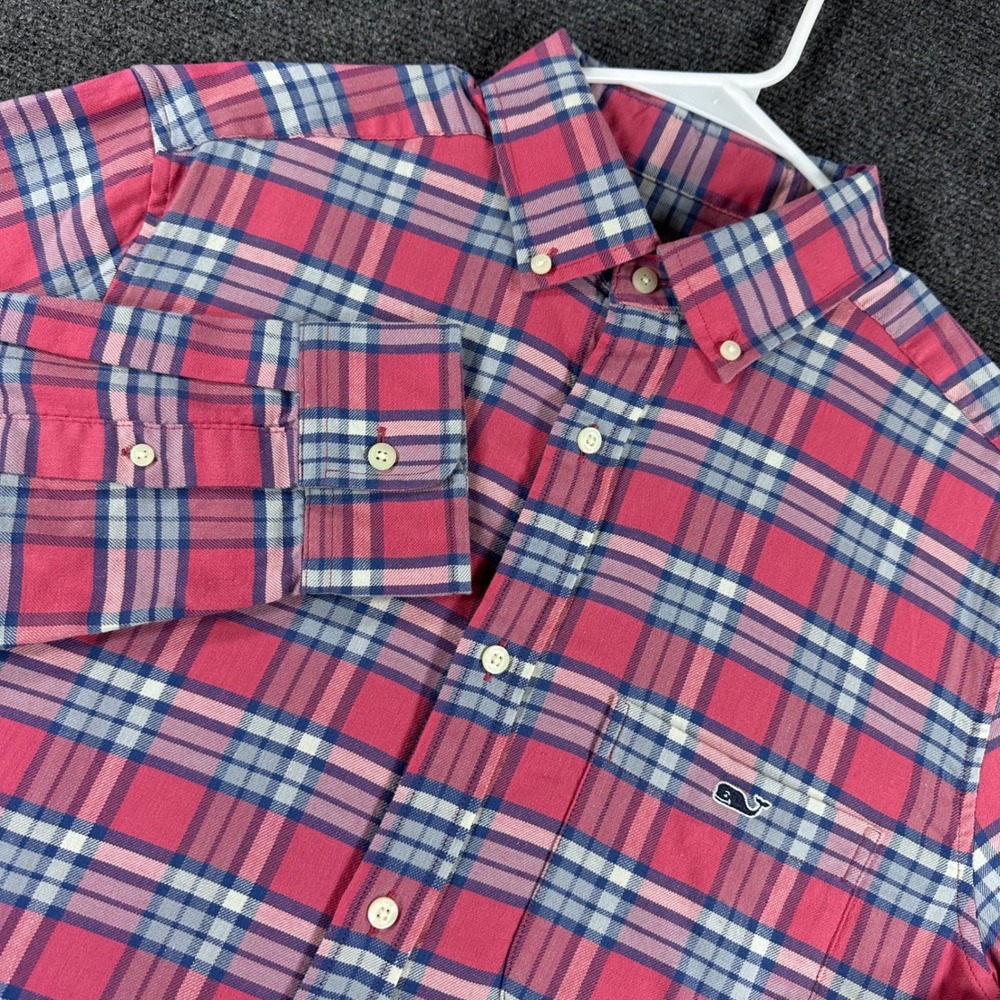 Vineyard Vines Button Down Mens M Medium Pink Plaid Classic Fit Tucker Shirt